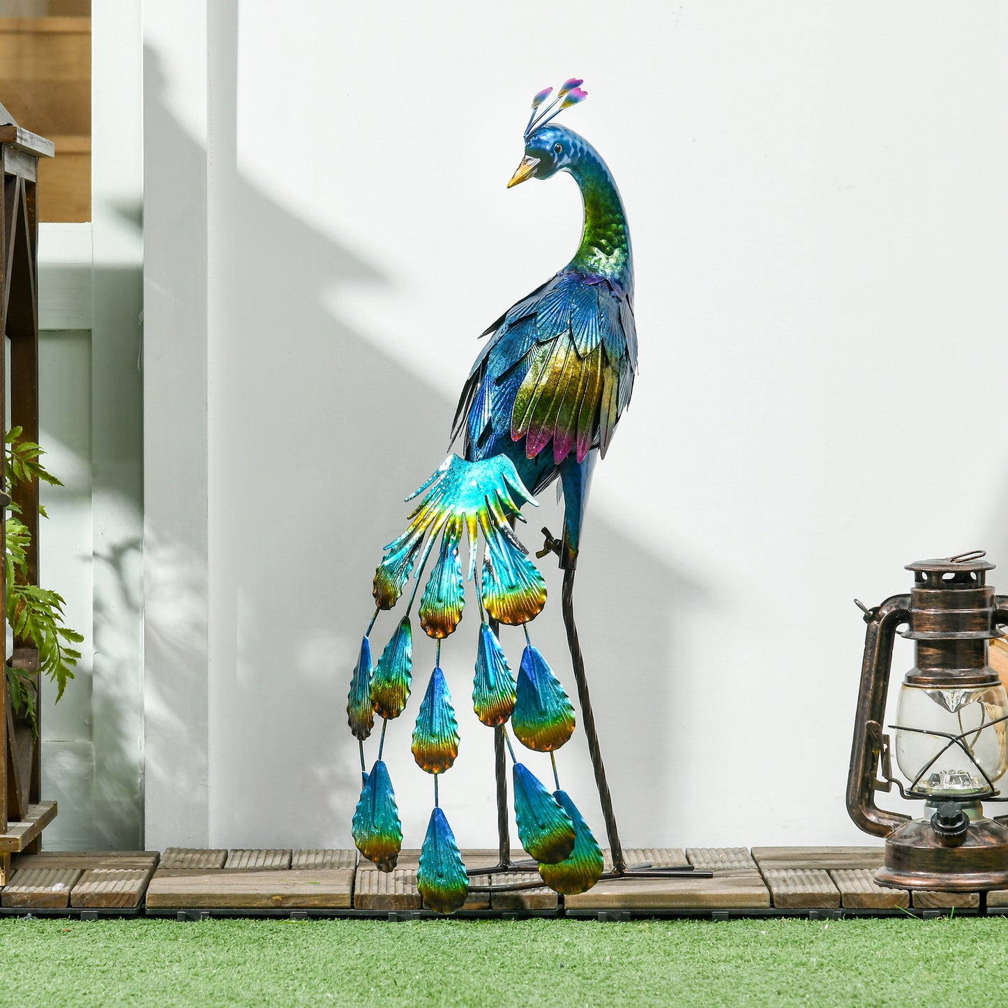 Peacock Garden Statues Sculptures for Decorations and Gifts, Steel