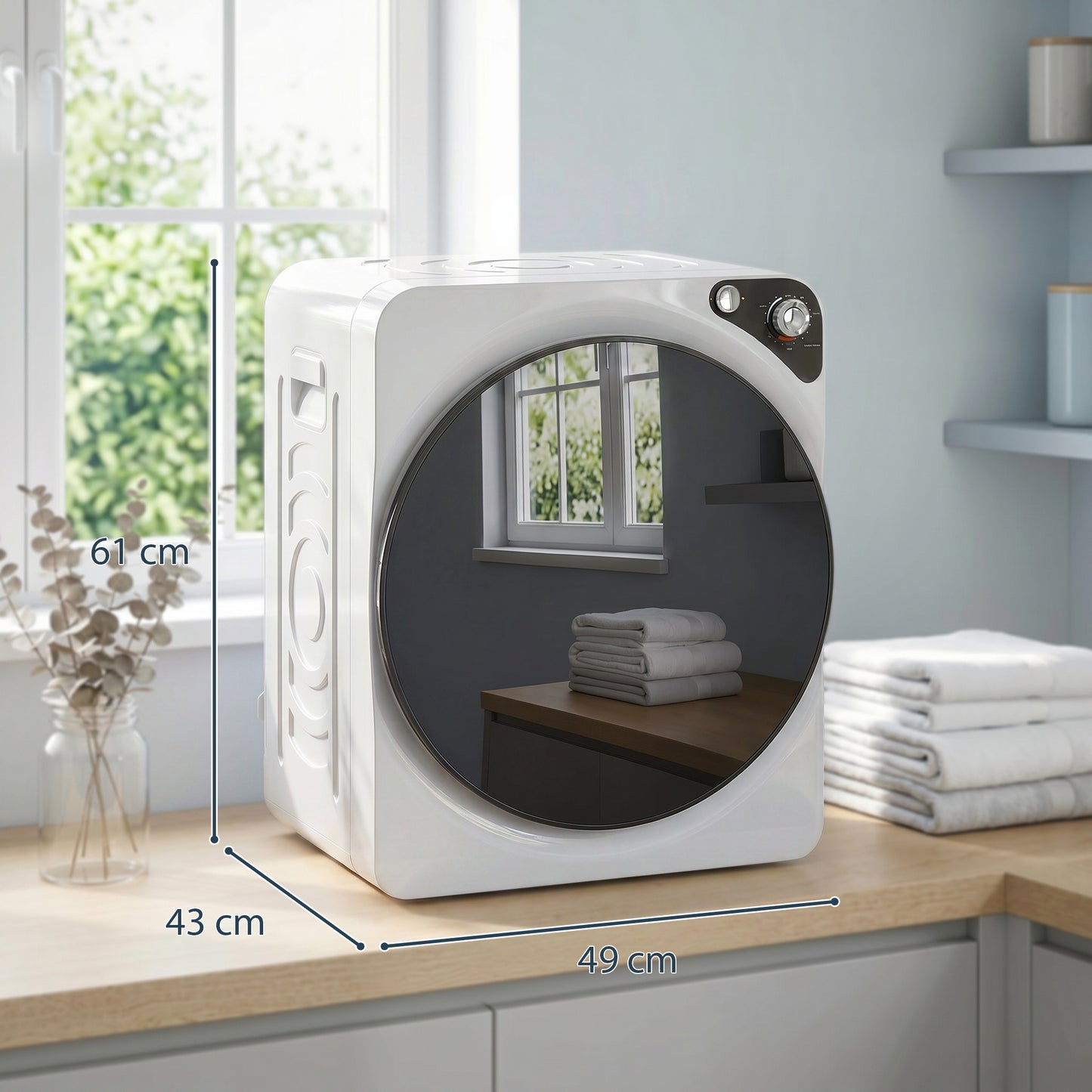5kg Vented Tumble Dryer, 1000W Compact Tumble Dryer with 5 Drying Modes, Stainless Steel Tub, Freestanding Stackable Clothes Drying Machine, White