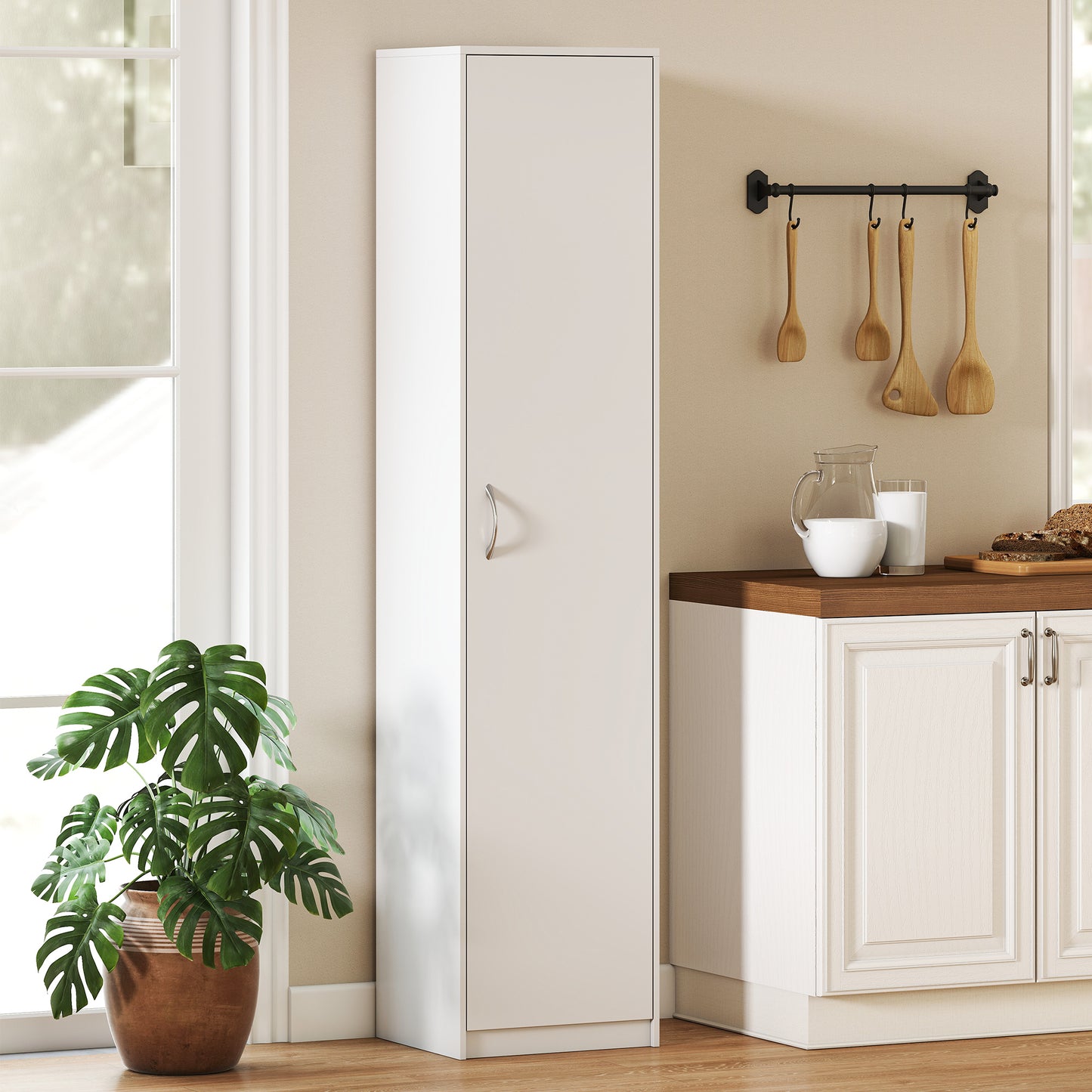 5-Tier Pantry Storage Cabinet with Adjustable Shelves for Dining Room