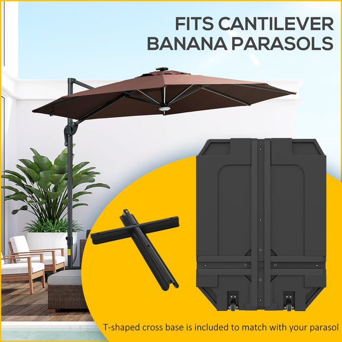 Parasol Base Plastic Umbrella Stand for Cantilever Parasol with Wheels, Heavy Duty Umbrella Stand, Water/Sand Filled