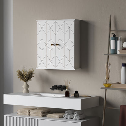 Bathroom Wall Cabinet, Wall Cupboard with Adjustable Shelf, White