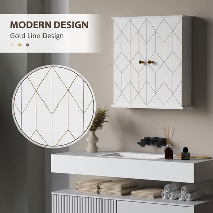 Bathroom Wall Cabinet, Wall Cupboard with Adjustable Shelf, White
