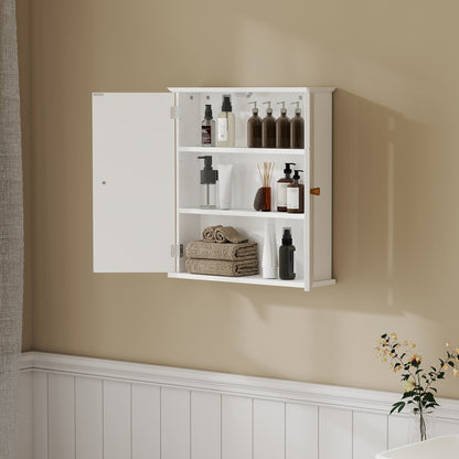 Bathroom Wall Cabinet, Wall Cupboard with Adjustable Shelf, White