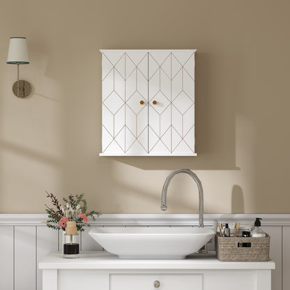 Bathroom Wall Cabinet, Wall Cupboard with Adjustable Shelf, White