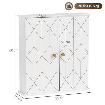 Bathroom Wall Cabinet, Wall Cupboard with Adjustable Shelf, White