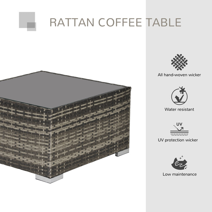 Rattan Coffee Table Ready to Use Outdoor Furniture Suitable for Garden Backyard Deep Grey