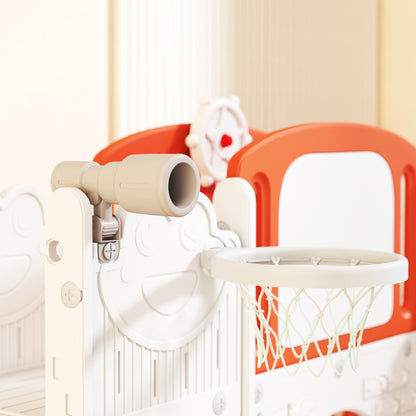 7 in 1 Toddler Slide Set, Frog Theme Playset with Basketball Hoop