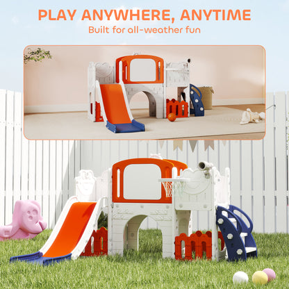 7 in 1 Toddler Slide Set, Frog Theme Playset with Basketball Hoop