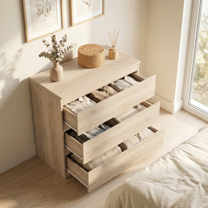 3-Drawer Storage Organiser Unit for Living Room, Oak