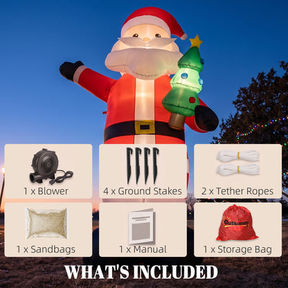 8FT Inflatable Christmas Decoration with Bright LED Light, Red