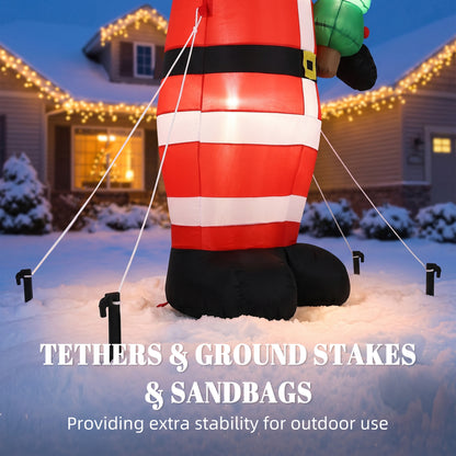 8FT Inflatable Christmas Decoration with Bright LED Light, Red