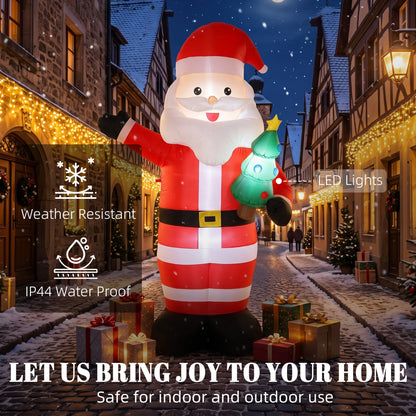 8FT Inflatable Christmas Decoration with Bright LED Light, Red