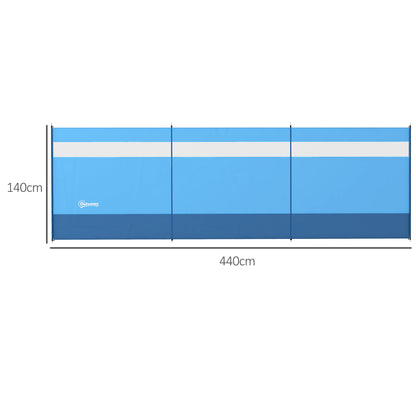Beach/Camping Windbreaks with Clear Windows and Carry Bag, 440 x 140cm, Blue