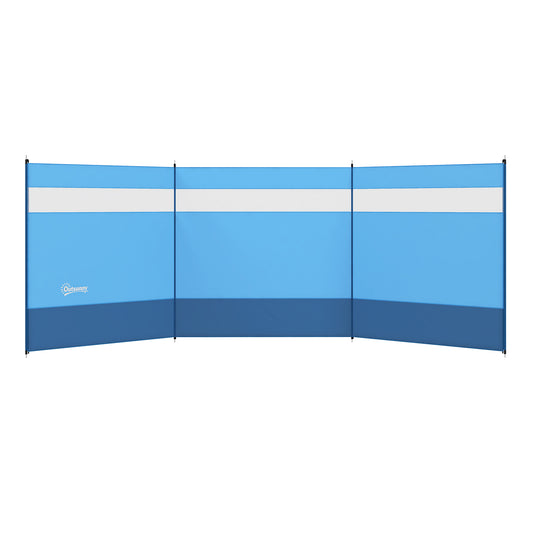 Beach/Camping Windbreaks with Clear Windows and Carry Bag, 440 x 140cm, Blue