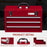 DURHAND Lockable Metal Tool Box, 3 Drawer Tool Chest with Latches, Handle, Ball Bearing Runners, Red