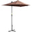 2m Half Parasol Market Umbrella Garden Balcony Parasol with Crank Handle, Base, Double-Sided Canopy, Coffee