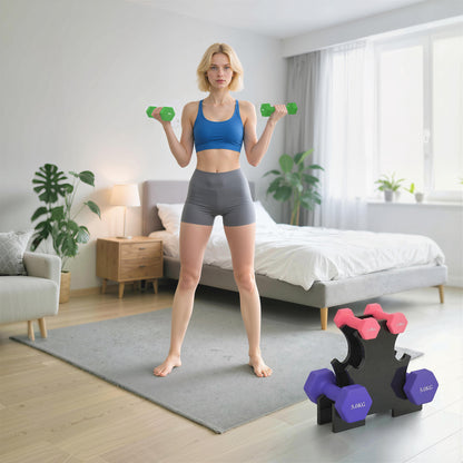 Hex Dumbbells Set with Dumbbell Rack, 2 x 1kg, 2 x 3kg, 2 x 5kg