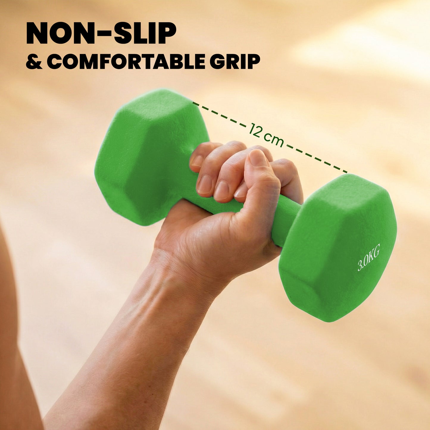 Hex Dumbbells Set with Dumbbell Rack, 2 x 1kg, 2 x 3kg, 2 x 5kg