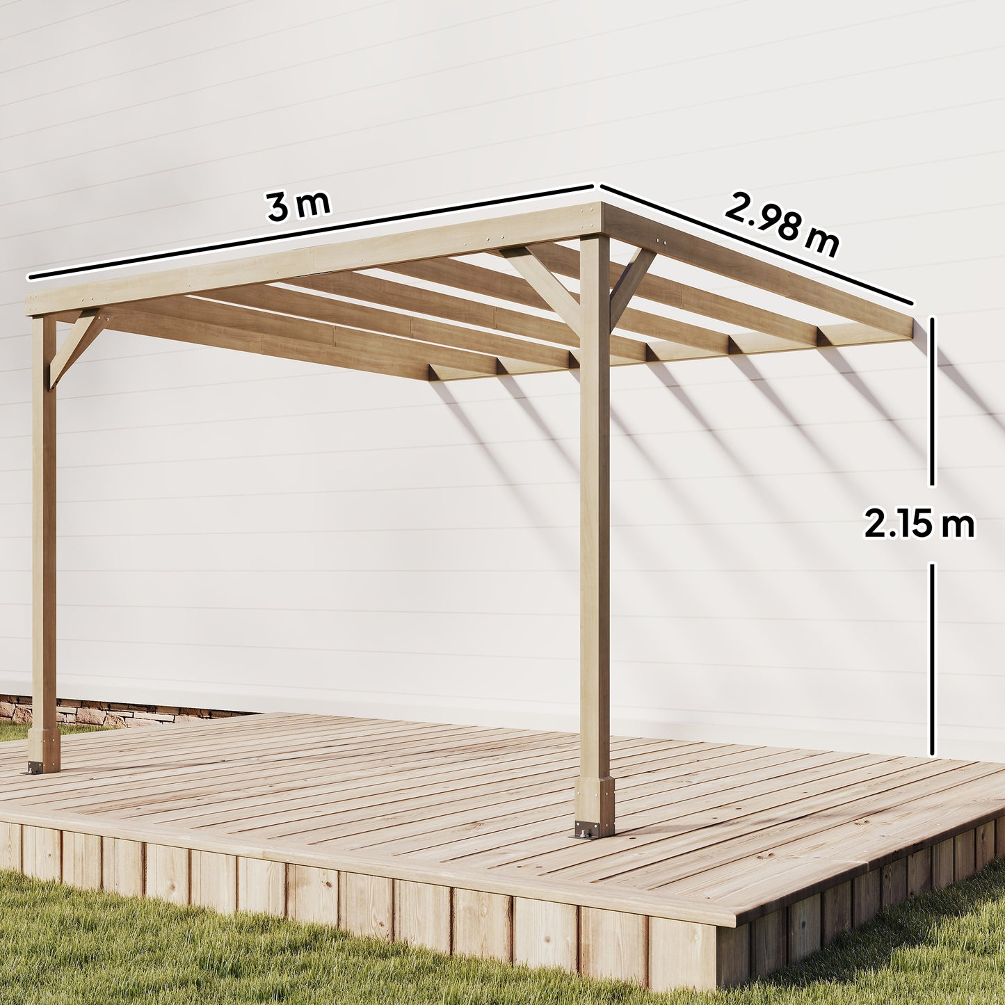 Lean-To Wooden Pergola Kit, Grape Trellis with Stable Structure