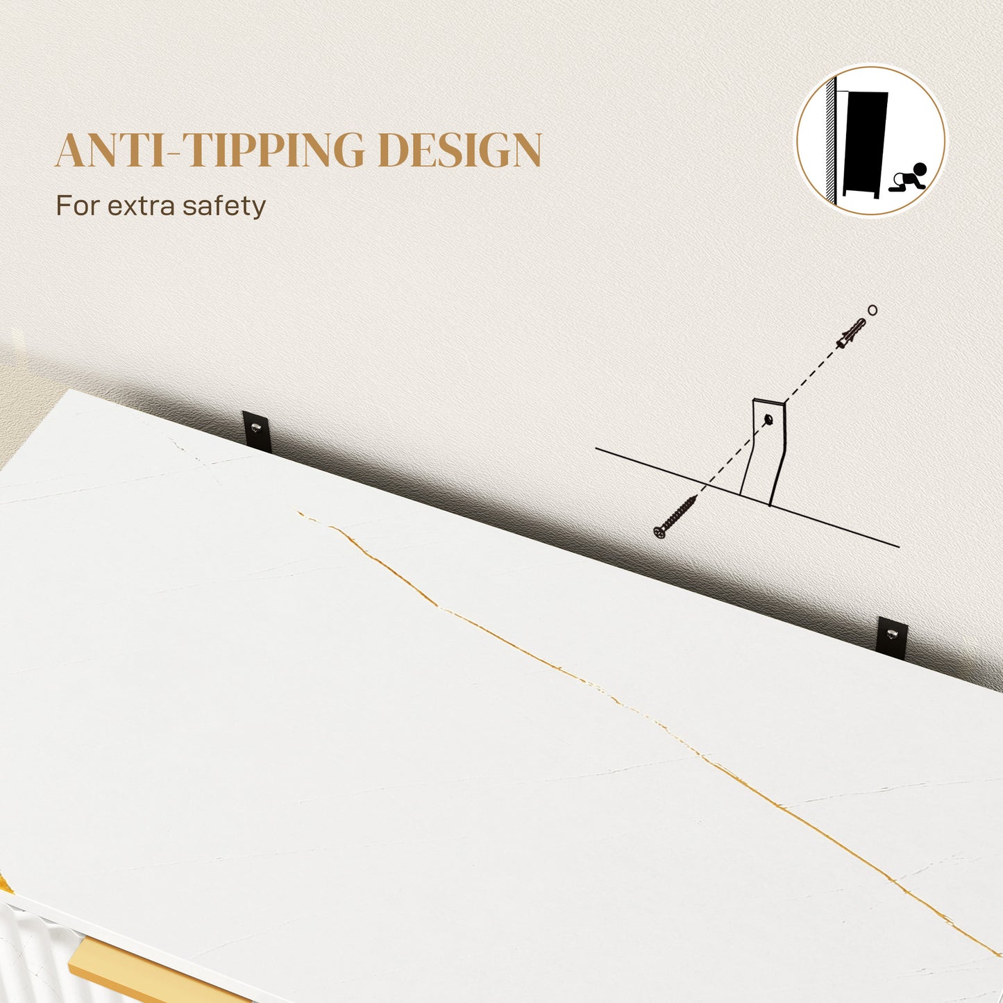 Sideboard, Buffet Cabinet with 2 Doors and Adjustable Shelves, White