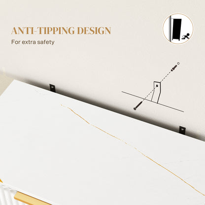 Sideboard, Buffet Cabinet with 2 Doors and Adjustable Shelves, White