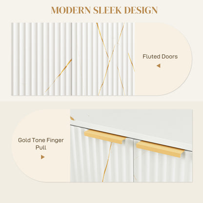 Sideboard, Buffet Cabinet with 2 Doors and Adjustable Shelves, White