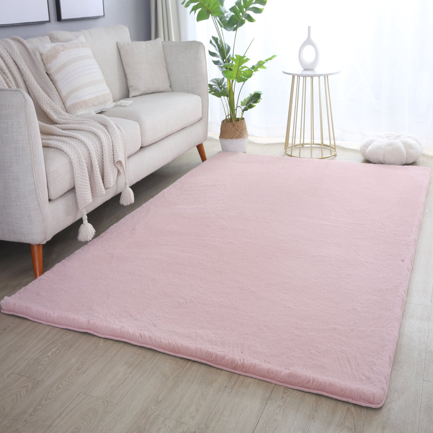 Plushtale Washable Plain Living Room Super Soft Poly Cotton Area Rug - 7 Colours Available