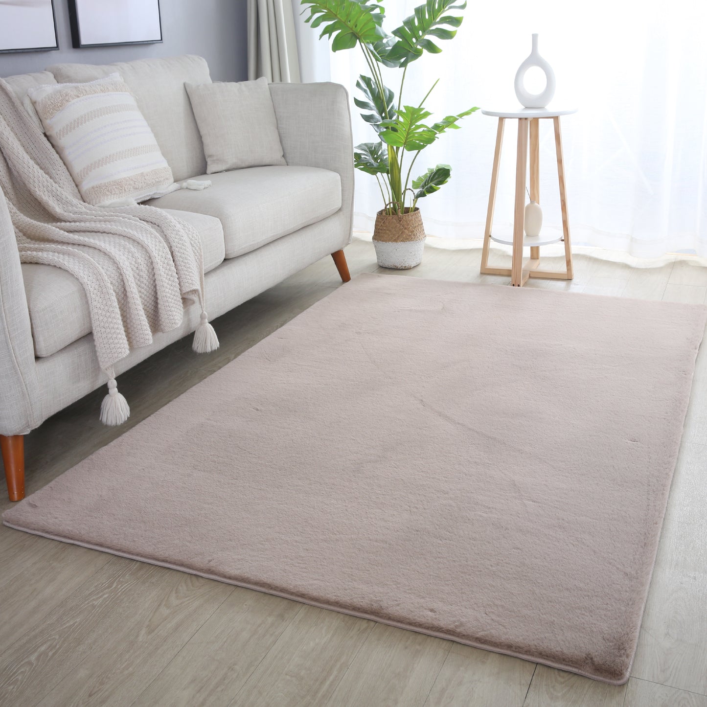 Plushtale Washable Plain Living Room Super Soft Poly Cotton Area Rug - 7 Colours Available