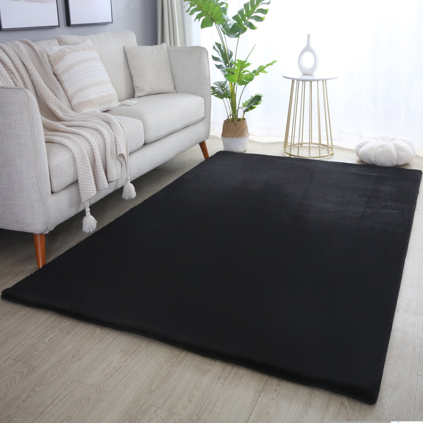 Plushtale Washable Plain Living Room Super Soft Poly Cotton Area Rug - 7 Colours Available