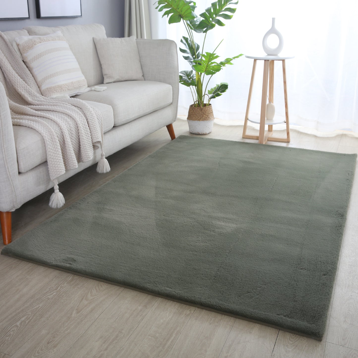 Plushtale Washable Plain Living Room Super Soft Poly Cotton Area Rug - 7 Colours Available