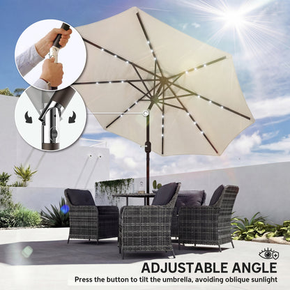 2.6 m Garden Parasol Umbrella with Light, Outdoor Patio Umbrella