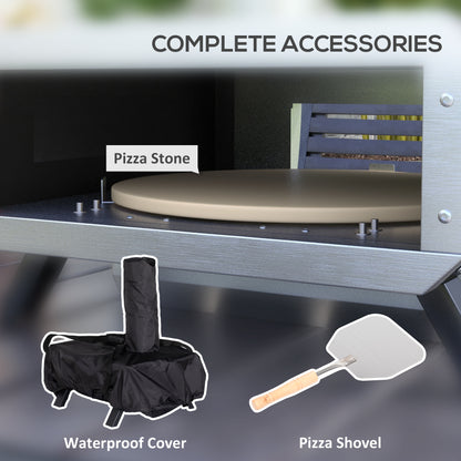 Warehouse Clearance Sale -  Portable Wood Pellet Pizza Oven with 12" / 30cm Rotating Pizza Stone, Peel and Cover, Wood Fired Pizza Maker with Thermometer