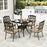 5 Pieces Cast Aluminium Garden Dining Set with Parasol Hole, Bronze