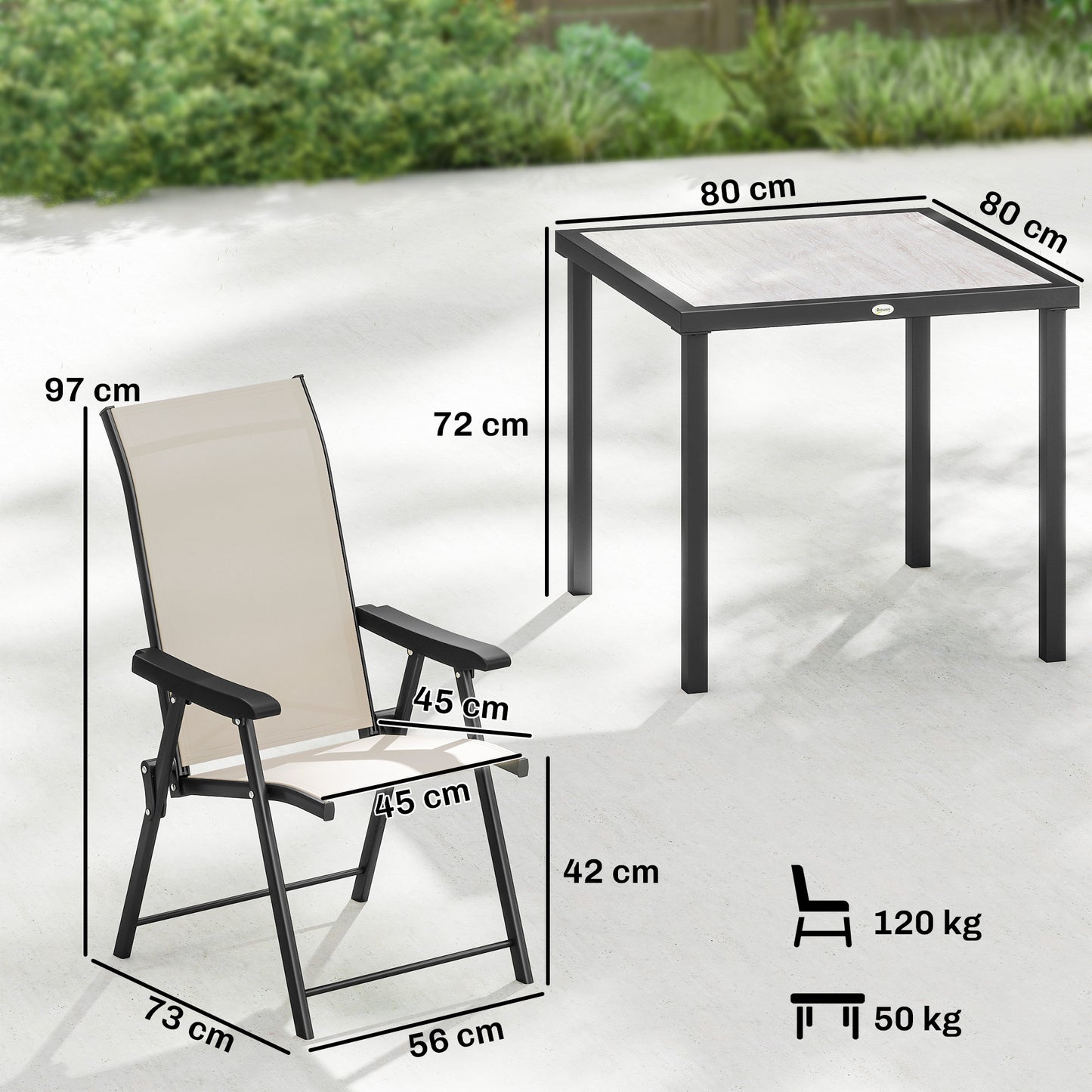 5 Pieces Outdoor Dining Set, Garden Dining Set for 4, Brown