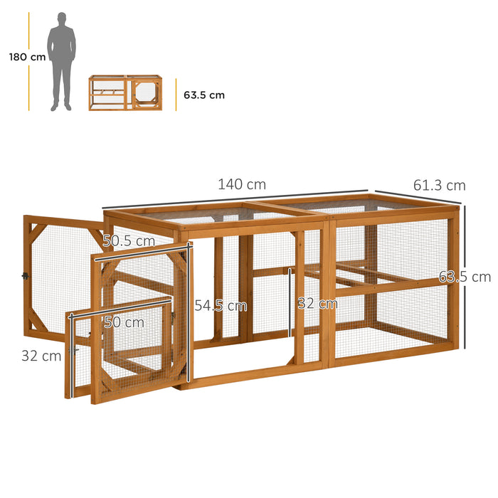 Wooden Chicken Coop with Perches, Doors, Combinable Design, for 2-4 Chickens - Natural Wood Colour