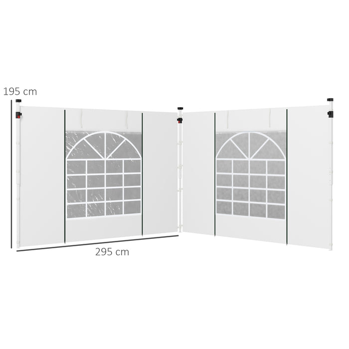 Gazebo Side Panels, 2 Pack Sides Replacement, for 3x3(m) or 3x6m Pop Up Gazebo, with Windows and Doors, White