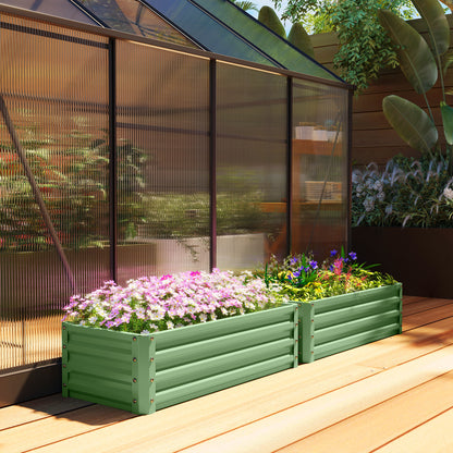 Set of 2 Raised Garden Bed, Outdoor Planter Box with Galvanised Steel Frame for Growing Vegetables, Flowers and Herbs, 110 x 50 x 30 cm, Light Green