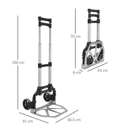 Heavy Duty Aluminium Foldable Hand Truck Trolley, 70KG Load Capacity