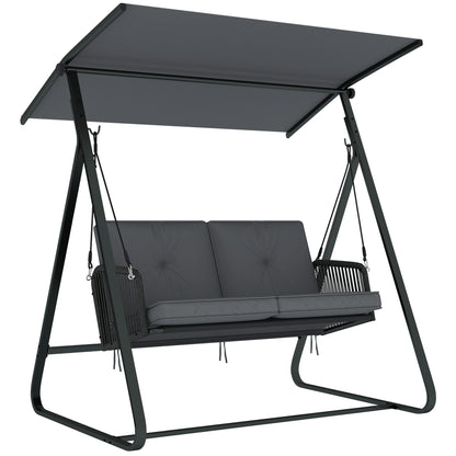 2-Seater Rattan Swing Chair, Outdoor Garden Hanging Swing Seat