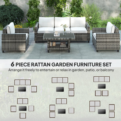 5 Seater Wicker Outdoor Furniture Set for Balcony, Light Grey