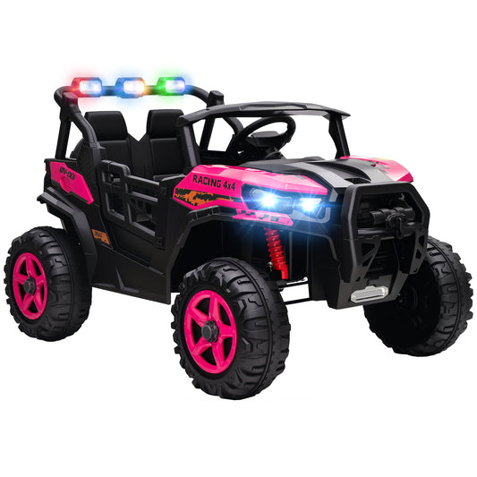 24V Electric Ride on Car, 2-Seater Kids Electric Truck, Pink