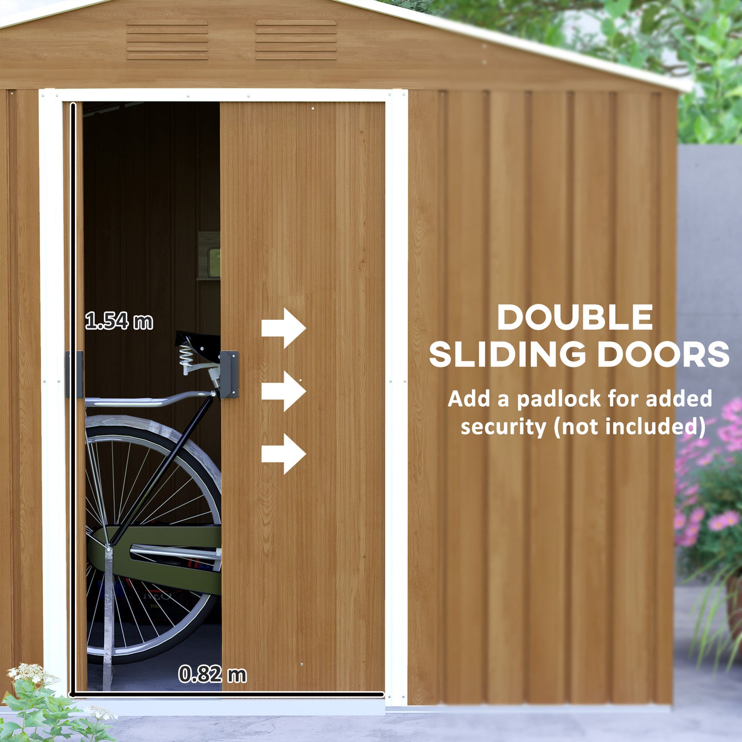 8 x 6ft Garden Storage Shed with Double Door Chocolate Wood Effect