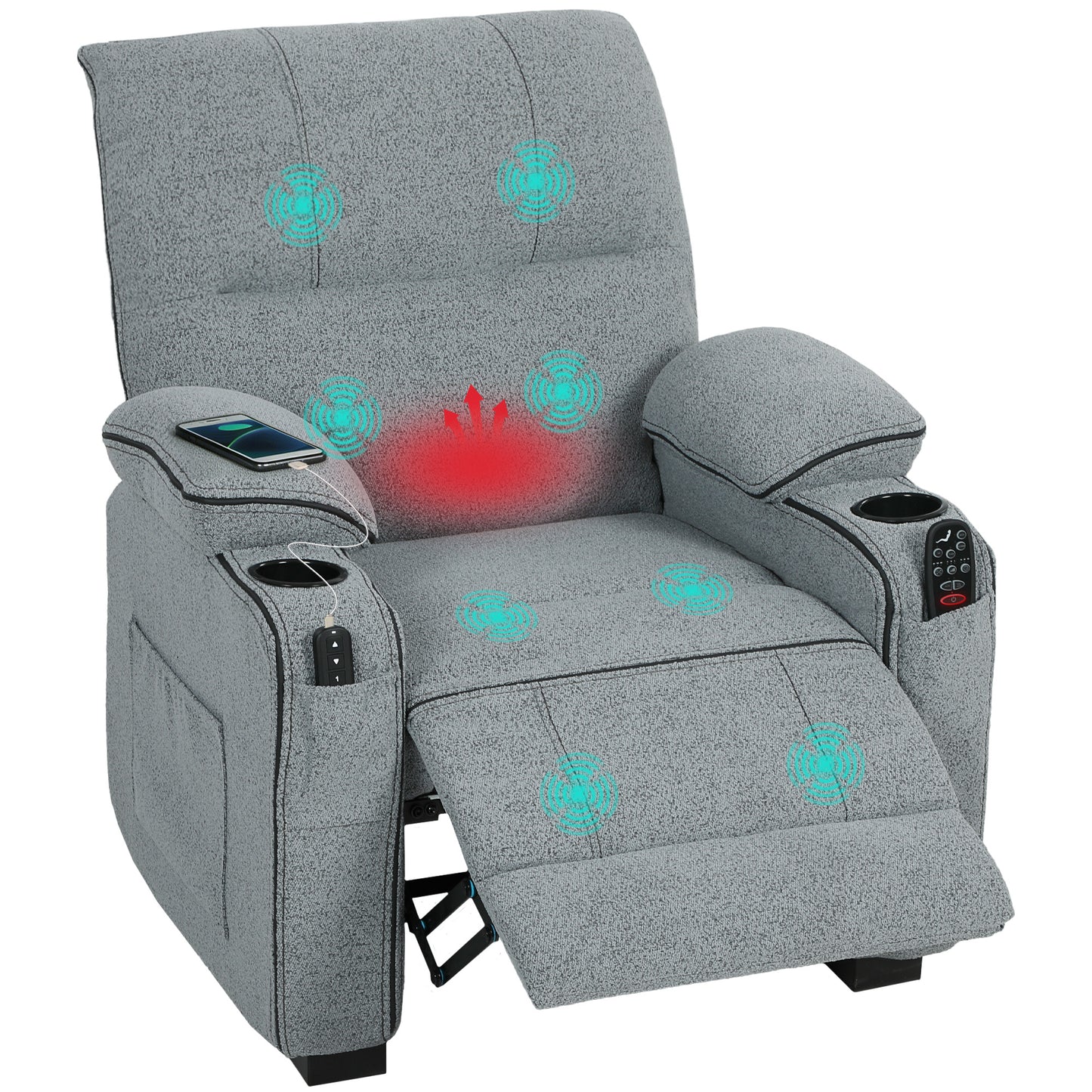 Electric Massage Recliner Armchair with Heat, Power Reclining Chair