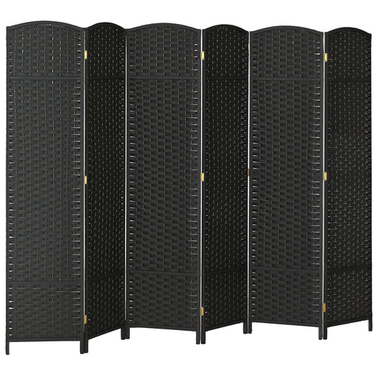 6 Panel Folding Room Divider, Privacy Screen, 240 x 170cm, Black