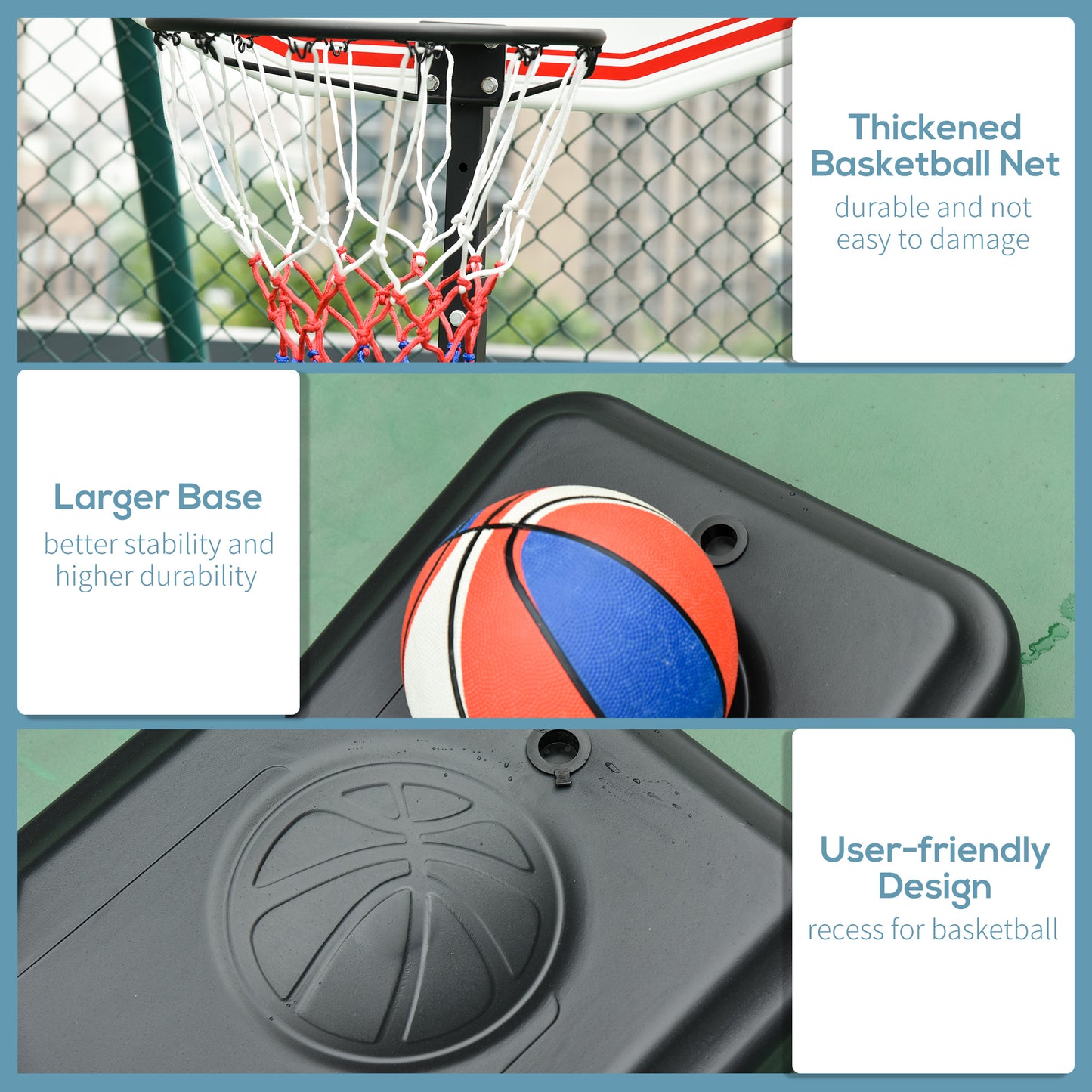 155-210cm Height Adjustable Basketball Stand Backboard Portable w/ Net