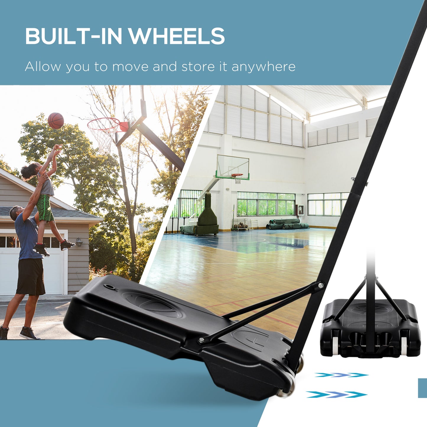 155-210cm Height Adjustable Basketball Stand Backboard Portable w/ Net