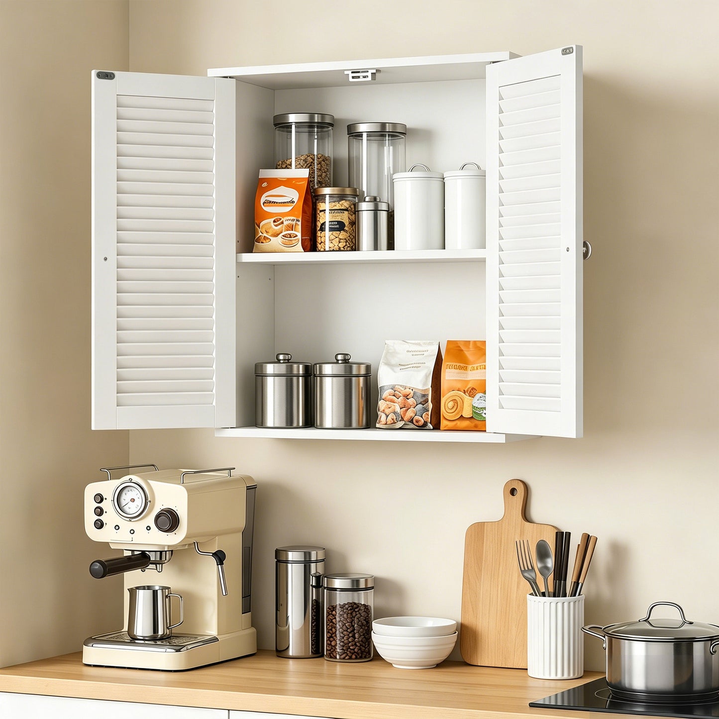 Bathroom Cabinet with Adjustable Shelf, White