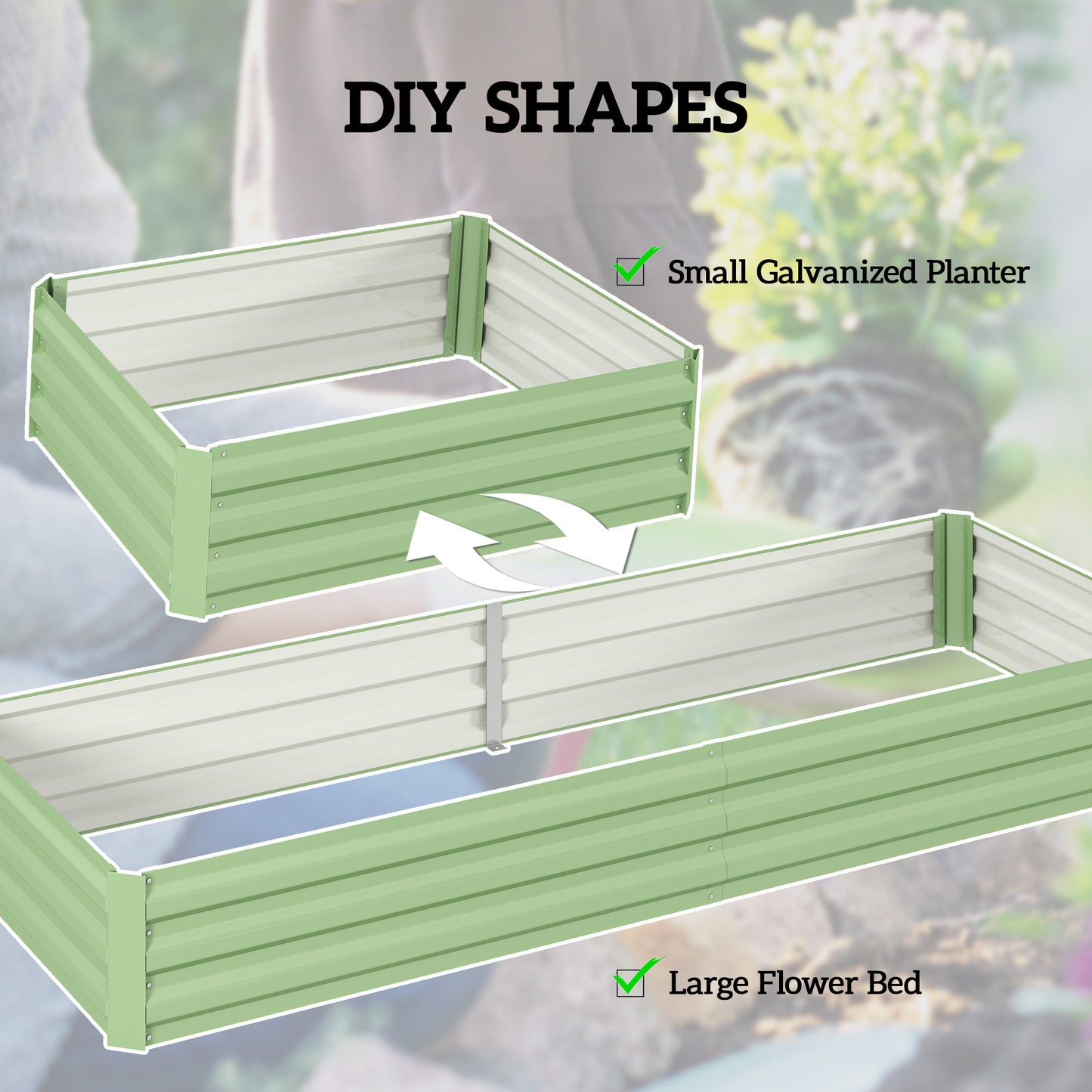 Galvanised Raised Garden Bed Metal Planter Box, Light Green