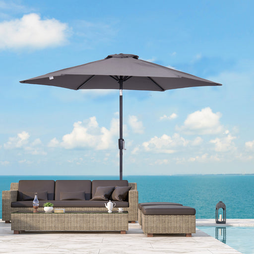 2.6M Garden Parasol Umbrella with Tilt and Crank, Outdoor Sun Parasol Sunshade Shelter with Aluminium Frame