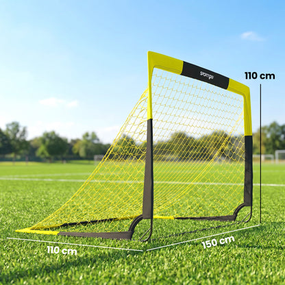 Pop Up Football Goal, 5 x 3.5ft Portable Folding Football Net with Carry Bag, 4 U-Shaped Ground Stakes, Fibreglass Pole, Training Equipment for Indoor and Outdoor Use, Easy Setup